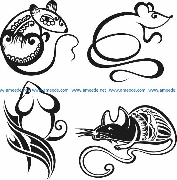 Mouse art file cdr and dxf free vector download for print or laser engraving machines