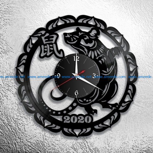 Mouse clock 2020 file cdr and dxf free vector download for Laser cut CNC