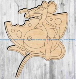 Mouse with cheese file cdr and dxf free vector download for Laser cut