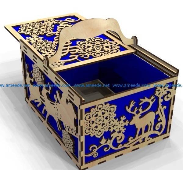 New Year's box file cdr and dxf free vector download for Laser cut