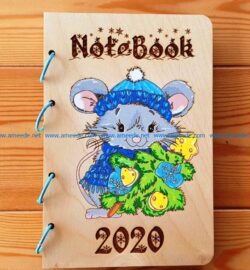 Note book with mouse file cdr and dxf free vector download for print or laser engraving machines