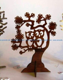 Owl tree file cdr and dxf free vector download for Laser cut