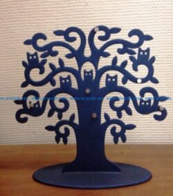 Owls on the tree file cdr and dxf free vector download for Laser cut