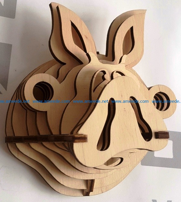 Pig head file cdr and dxf free vector download for Laser cut