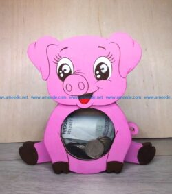 Piggy bank pig file cdr and dxf free vector download for Laser cut