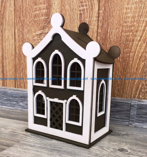 Piggy house file cdr and dxf free vector download for Laser cut CNC