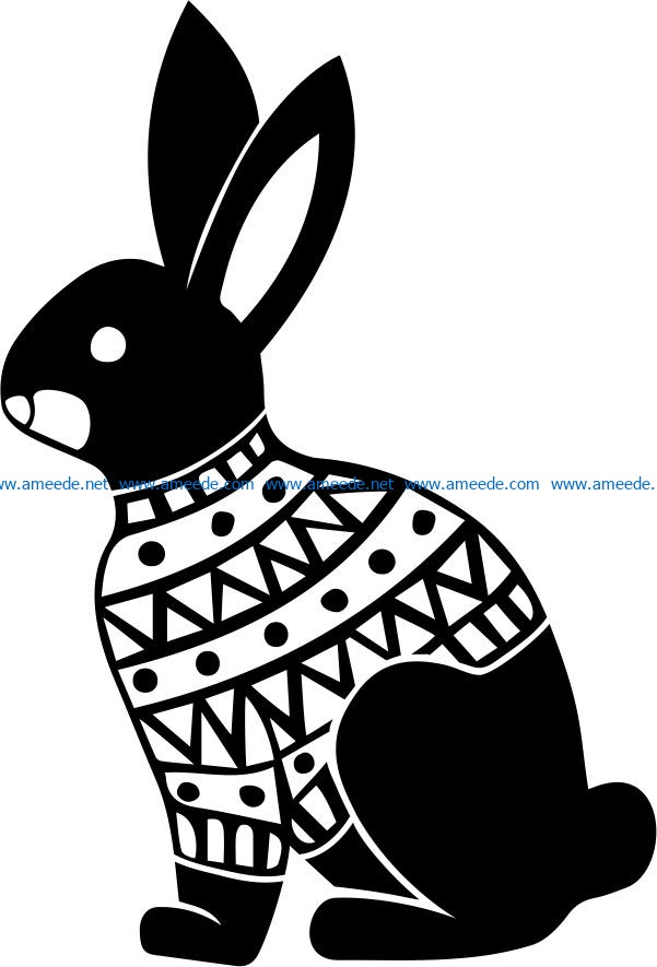 Rabbit with christmas file cdr and dxf free vector download for print or laser engraving machines