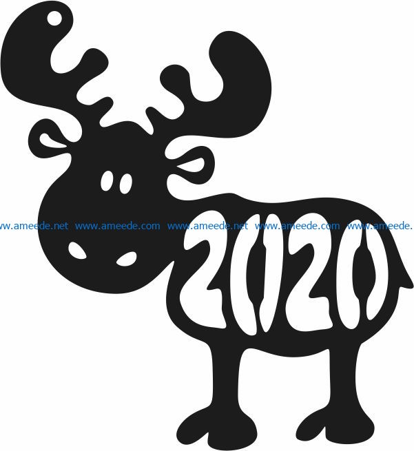 Reindeer 2020 file cdr and dxf free vector download for print or laser engraving machines