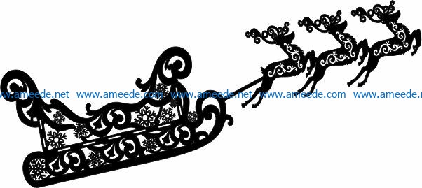 Reindeer and sleigh file cdr and dxf free vector download for laser engraving machines