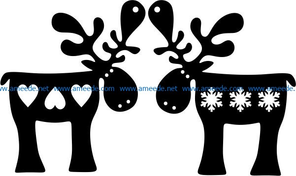 Reindeer with heart and snowflakes file cdr and dxf free vector download for Laser cut Plasma file Decal