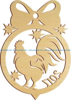 Rooster decorated christmas tree file cdr and dxf free vector download for Laser cut
