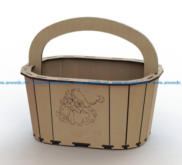 Santa Claus basket file cdr and dxf free vector download for Laser cut