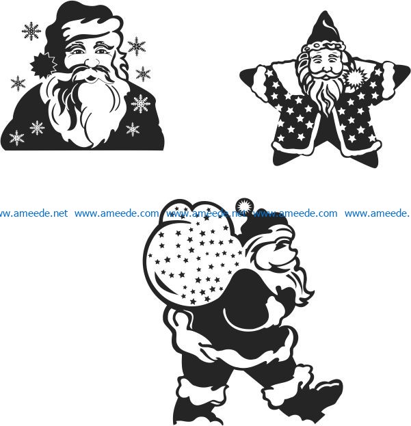 Santa Claus file cdr and dxf free vector download for print or laser engraving machines
