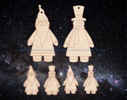 Santa and the snowman file cdr and dxf free vector download for Laser cut