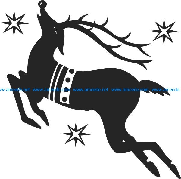 Santa's reindeer file cdr and dxf free vector download for print or laser engraving machines
