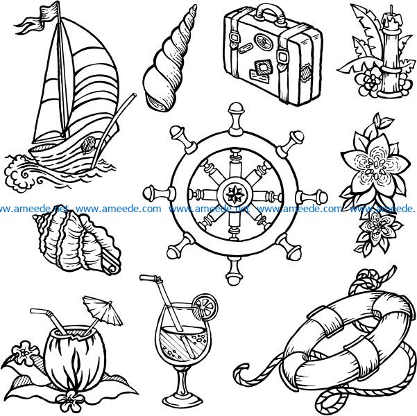 Sea icon file cdr and dxf free vector download for print or laser engraving machines