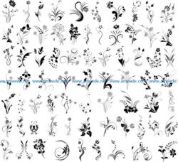 Set of decorative flowers file cdr and dxf free vector download for print or laser engraving machines
