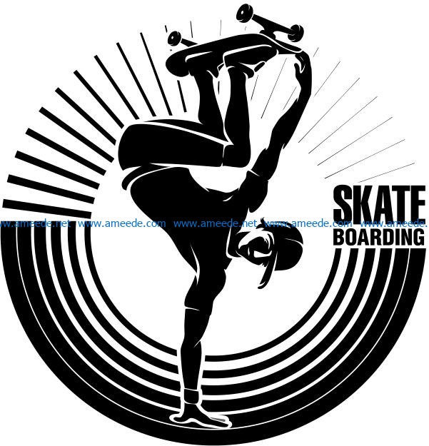Skate boarding file cdr and dxf free vector download for print or laser engraving machines
