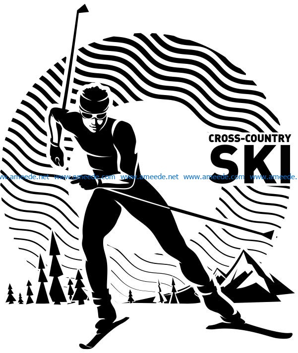 Skier file cdr and dxf free vector download for print or laser engraving machines