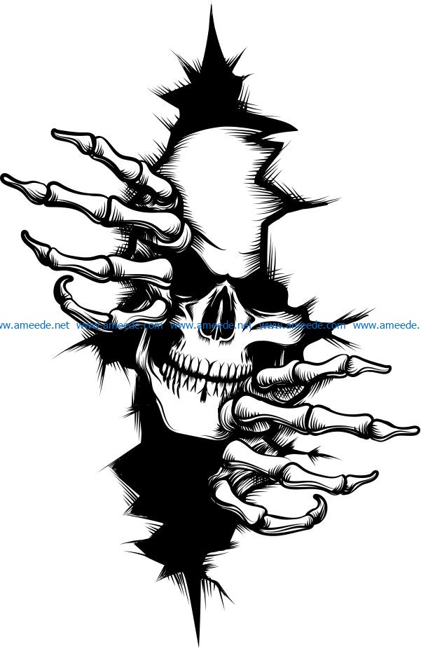 Skull in the wall file cdr and dxf free vector download for print or