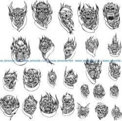 Skull tattoo file cdr and dxf free vector download for print or laser engraving machines