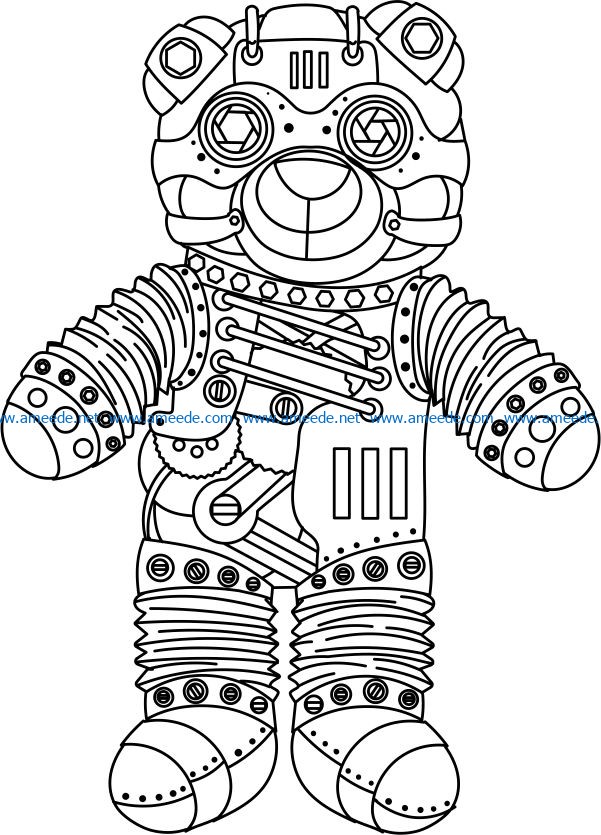 Steampunk Bear file cdr and dxf free vector download for print or laser engraving machines