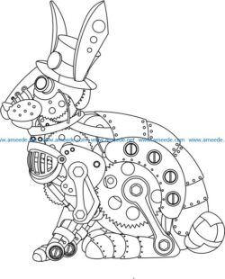 Steampunk Rabbit file cdr and dxf free vector download for print or laser engraving machines
