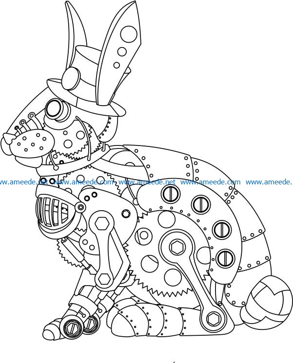 Steampunk Rabbit file cdr and dxf free vector download for print or laser engraving machines