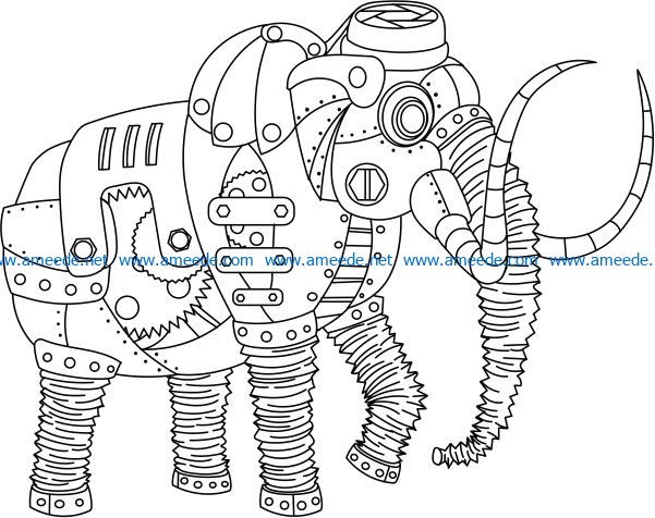 Steampunk elephants file cdr and dxf free vector download for print or laser engraving machines