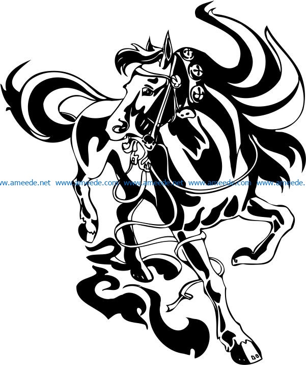 The horse fled file cdr and dxf free vector download for print or laser engraving machines