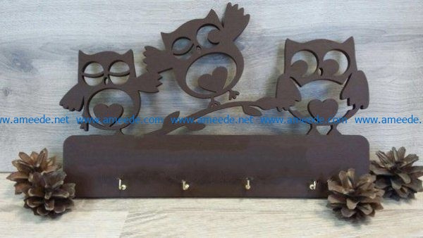 Three owl key holder file cdr and dxf free vector download for Laser cut