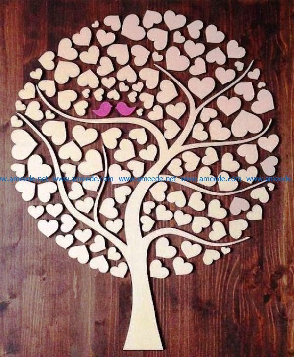 Tree Of Hearts file cdr and dxf free vector download for Laser cut