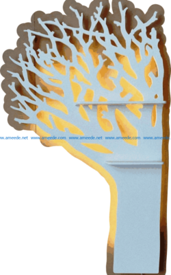 Tree-shaped shelves file cdr and dxf free vector download for Laser cut CNC