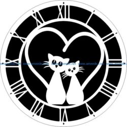 Two cat wall clock file cdr and dxf free vector download for Laser cut CNC