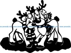 Two lovely reindeer file cdr and dxf free vector download for print or laser engraving machines