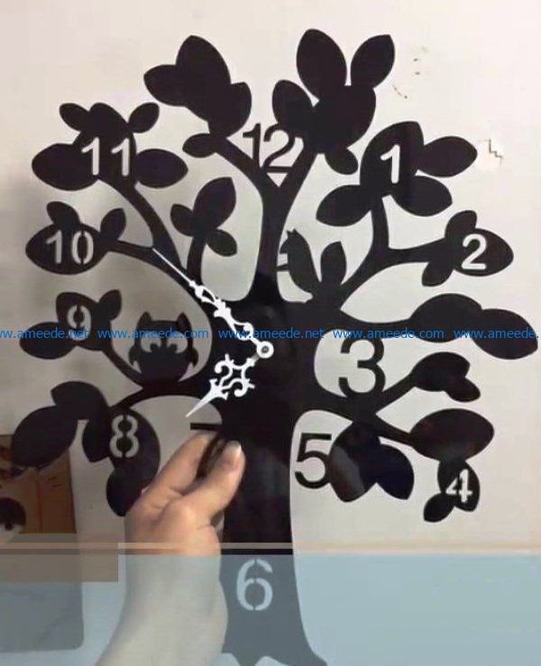 Wall clock tree file cdr and dxf free vector download for Laser cut