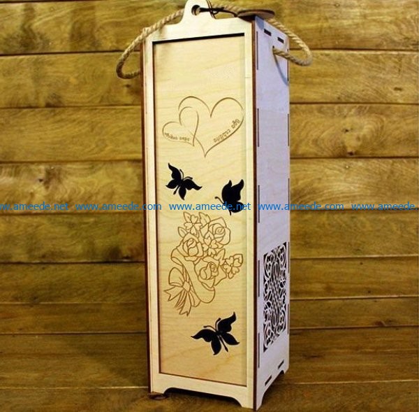 Wedding wine box file cdr and dxf free vector download for Laser cut