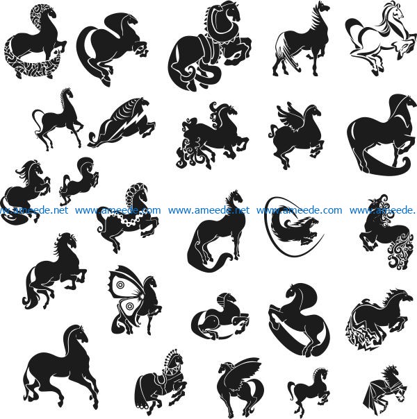 Weird horse file cdr and dxf free vector download for print or laser engraving machines