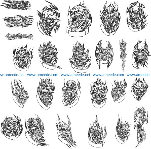 Weird skull tattoo file cdr and dxf free vector download for print or laser engraving machines