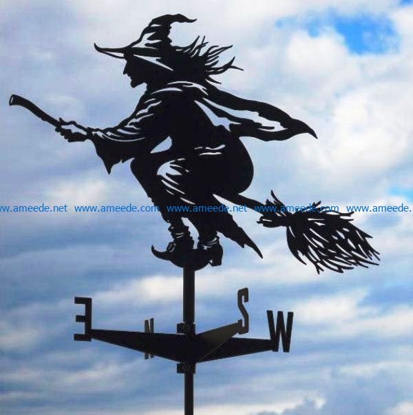 Witch weather vane file cdr and dxf free vector download for Laser cut Plasma