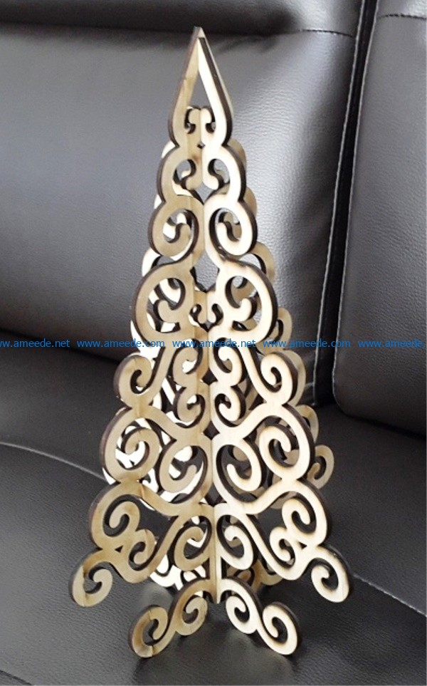 Wooden christmas tree file cdr and dxf free vector download for Laser cut