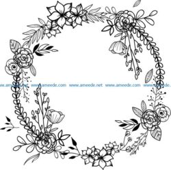 Wreath with poppies file cdr and dxf free vector download for print or laser engraving machines