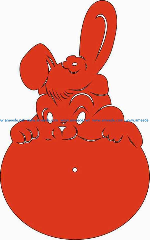 bunny wall clock file cdr and dxf free vector download for Laser cut