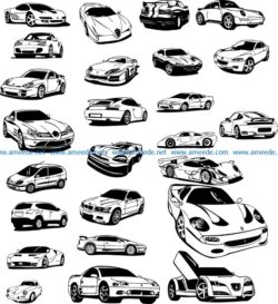 car model file cdr and dxf free vector download for print or laser engraving machines