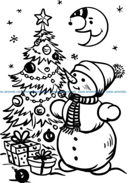 christmas snowman file cdr and dxf free vector download for print or laser engraving machines