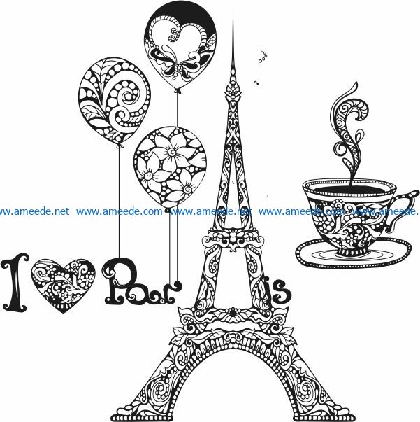 i love paris file cdr and dxf free vector download for print or laser engraving machines