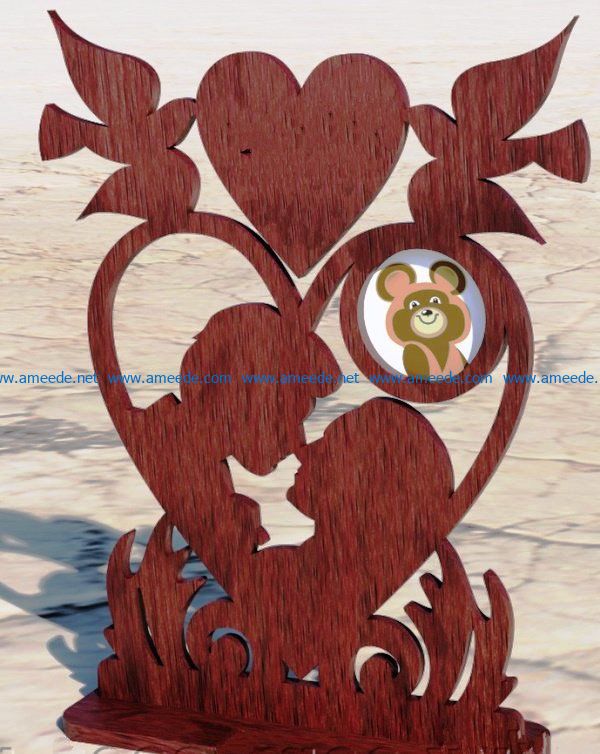 photo frame with pigeons file cdr and dxf free vector download for Laser cut