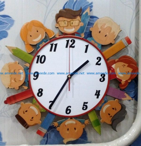 wall clock for schoolchild file cdr and dxf free vector download for Laser cut