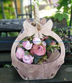 wooden flower basket file cdr and dxf free vector download for Laser cut CNC