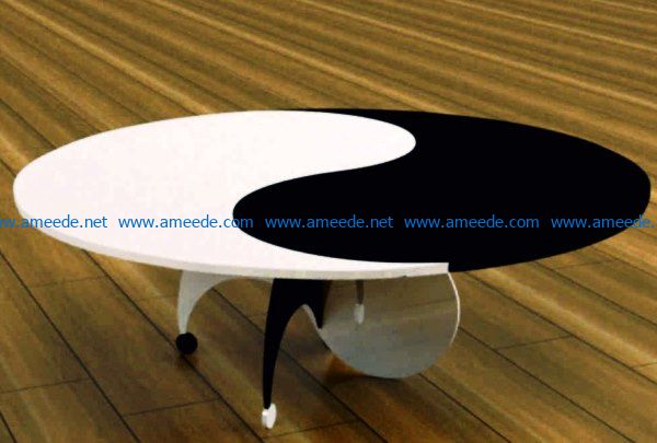 yin yang table file cdr and dxf free vector download for Laser cut CNC